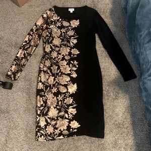 Black gold leaf dress
